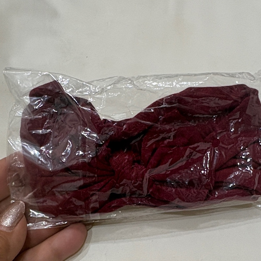 Kids Burgundy Knotted Fabric Headband